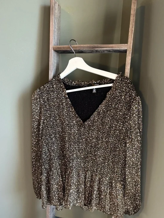 Aqua Peplum Blouse - Picture 1 of 6